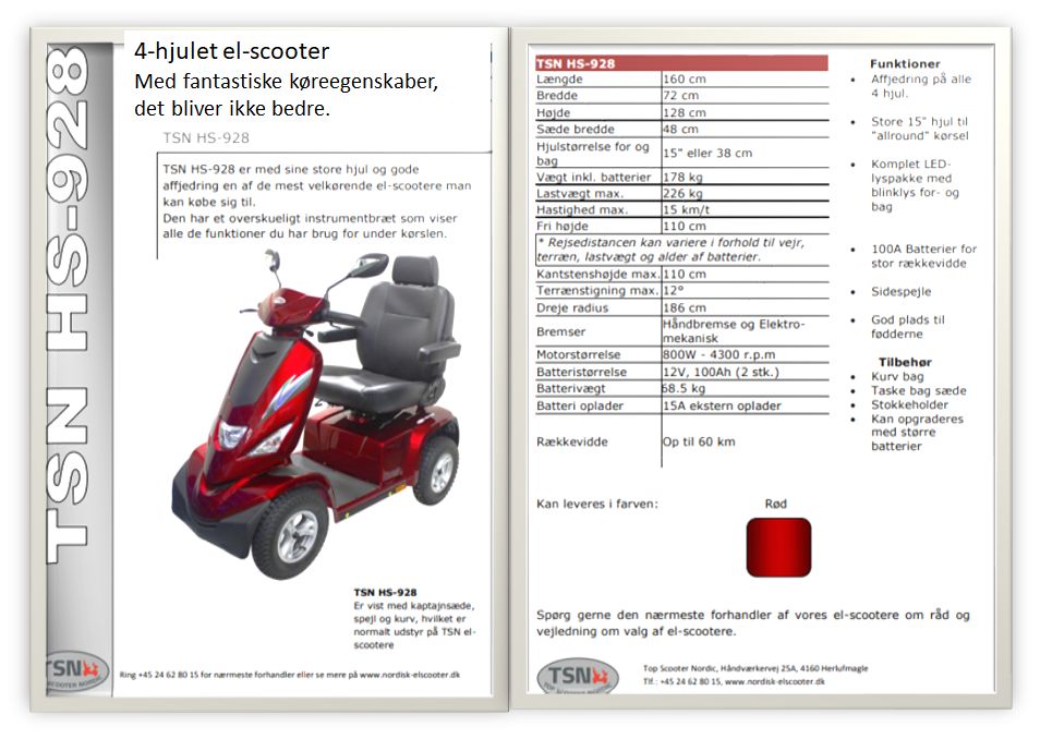 TSN HS-928 bedste el-scooter handicappede